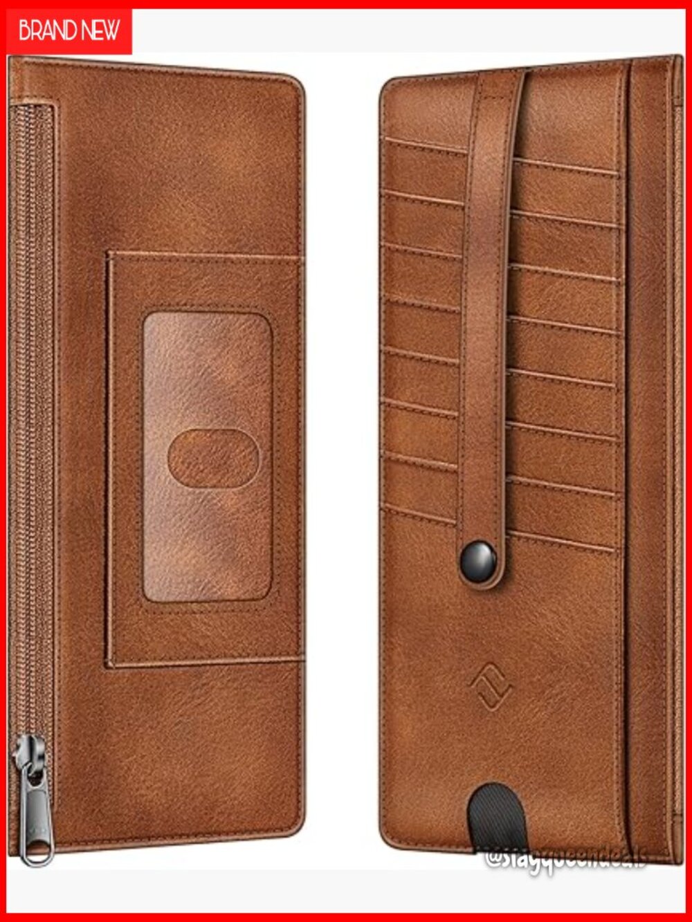 Slim RFID Blocking Wallet with Zipper Pocket for Cards Cash Coins